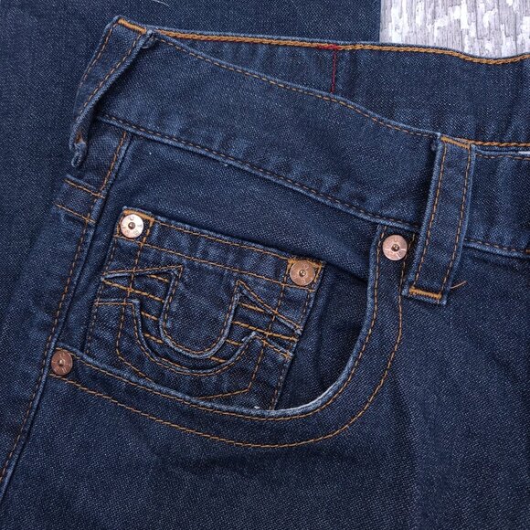 True Religion Jeans Mens 32x34 Blue Moto Slim Fit Run Stitch Denim Mid Rise - Picture 5 of 10